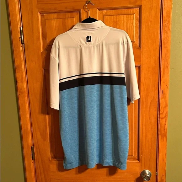 FootJoy Blue and Cream Polo Shirt - Picture 2 of 4